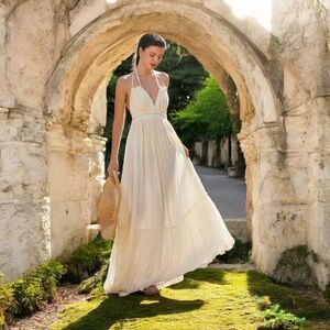 NWT Elegant Cream Maxi Dress